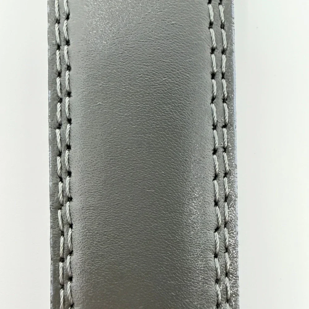 Vera Pelle Gray Leather Belt Men's‎ Size 37–41 Silver Buckle Made in Italy